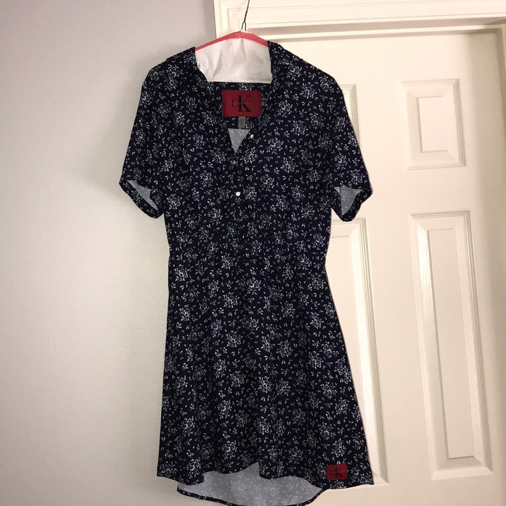 Calvin Klein Navy Blue Floral Dress